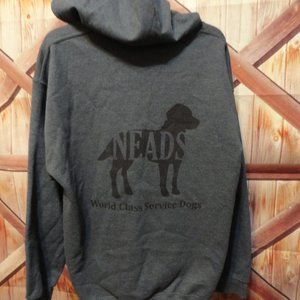 NEADS World class Service Dogs Est 1975 Gray Full zip Hoodie~EUC~K-9~